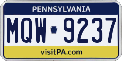PA license plate MQW9237