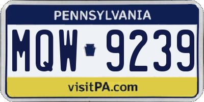 PA license plate MQW9239