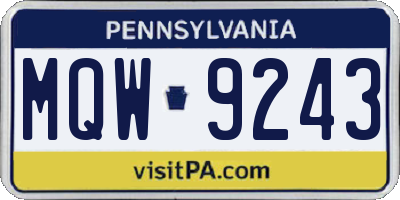 PA license plate MQW9243