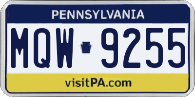 PA license plate MQW9255