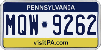 PA license plate MQW9262
