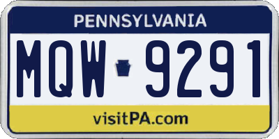 PA license plate MQW9291