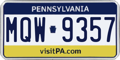 PA license plate MQW9357