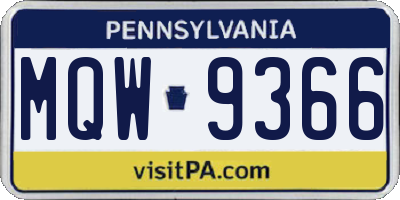 PA license plate MQW9366