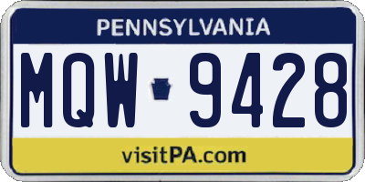 PA license plate MQW9428