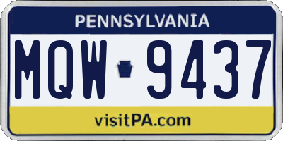 PA license plate MQW9437
