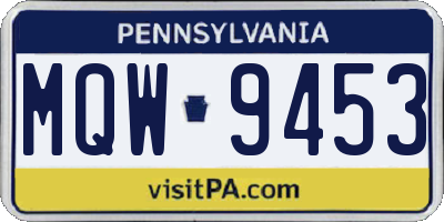 PA license plate MQW9453
