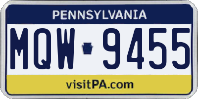 PA license plate MQW9455