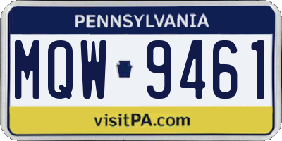 PA license plate MQW9461