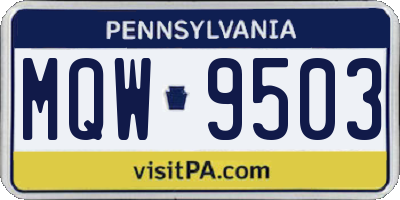 PA license plate MQW9503