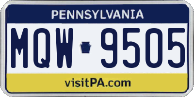 PA license plate MQW9505