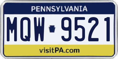 PA license plate MQW9521