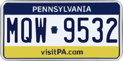 PA license plate MQW9532