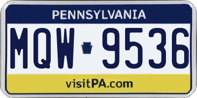 PA license plate MQW9536