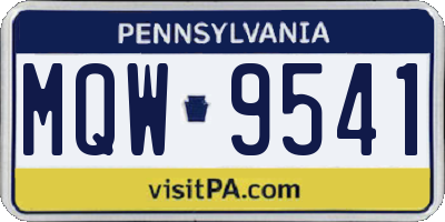 PA license plate MQW9541