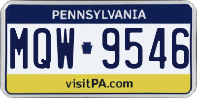 PA license plate MQW9546