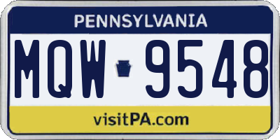 PA license plate MQW9548