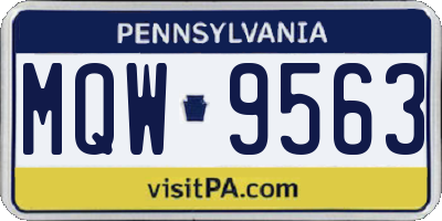 PA license plate MQW9563