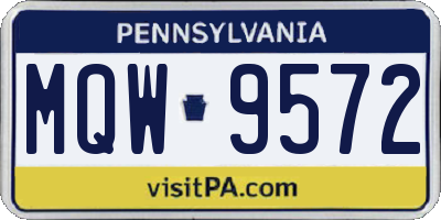 PA license plate MQW9572