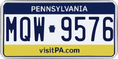 PA license plate MQW9576