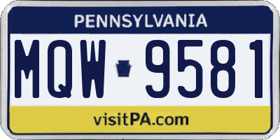 PA license plate MQW9581
