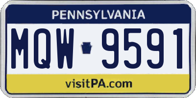 PA license plate MQW9591