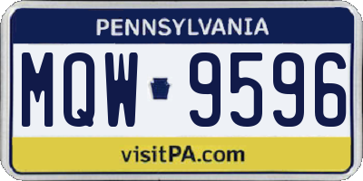 PA license plate MQW9596