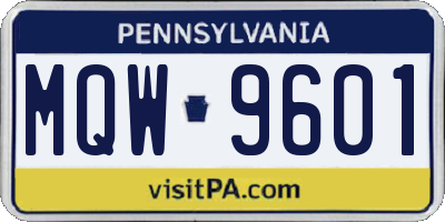 PA license plate MQW9601