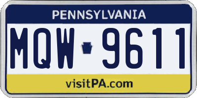 PA license plate MQW9611
