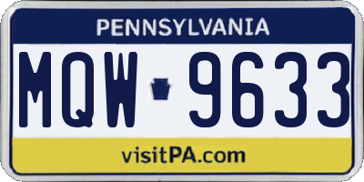 PA license plate MQW9633