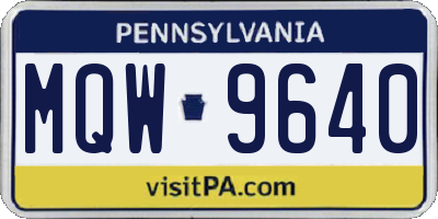 PA license plate MQW9640