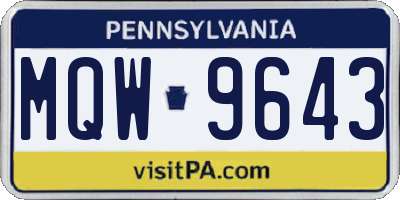 PA license plate MQW9643