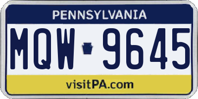 PA license plate MQW9645
