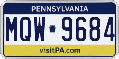 PA license plate MQW9684