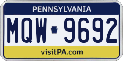 PA license plate MQW9692