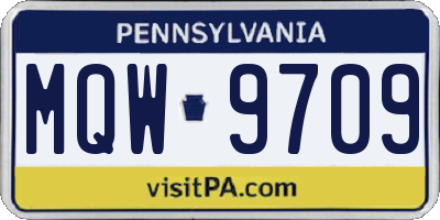 PA license plate MQW9709