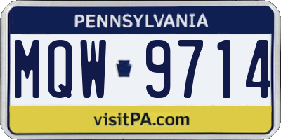 PA license plate MQW9714