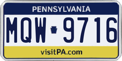 PA license plate MQW9716