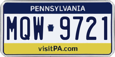 PA license plate MQW9721
