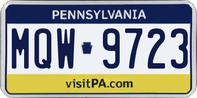 PA license plate MQW9723