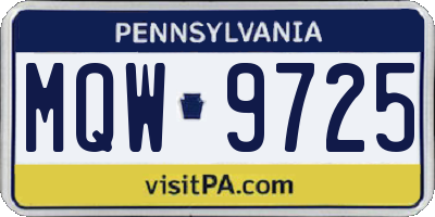 PA license plate MQW9725