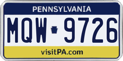PA license plate MQW9726