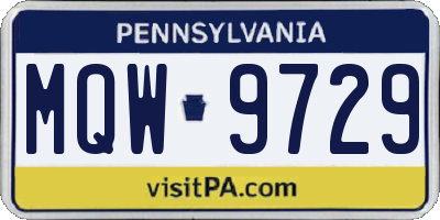 PA license plate MQW9729