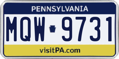 PA license plate MQW9731