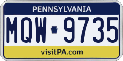 PA license plate MQW9735