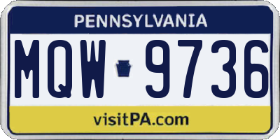 PA license plate MQW9736