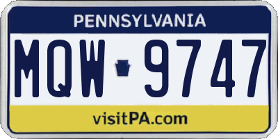 PA license plate MQW9747