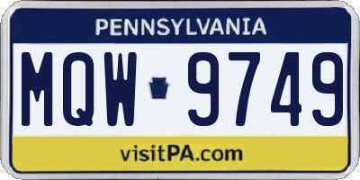 PA license plate MQW9749