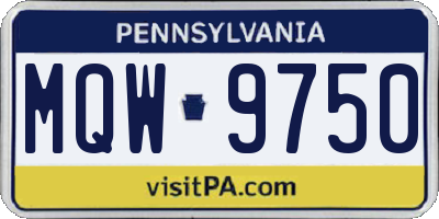 PA license plate MQW9750