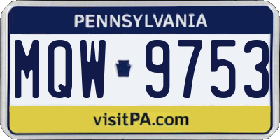 PA license plate MQW9753